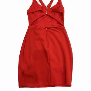 RED MIDI COCKTAIL DRESS
